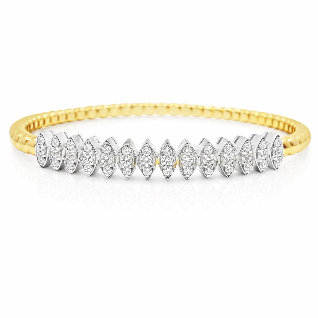 0.88CT Diamond Bangle 14k Yellow Gold