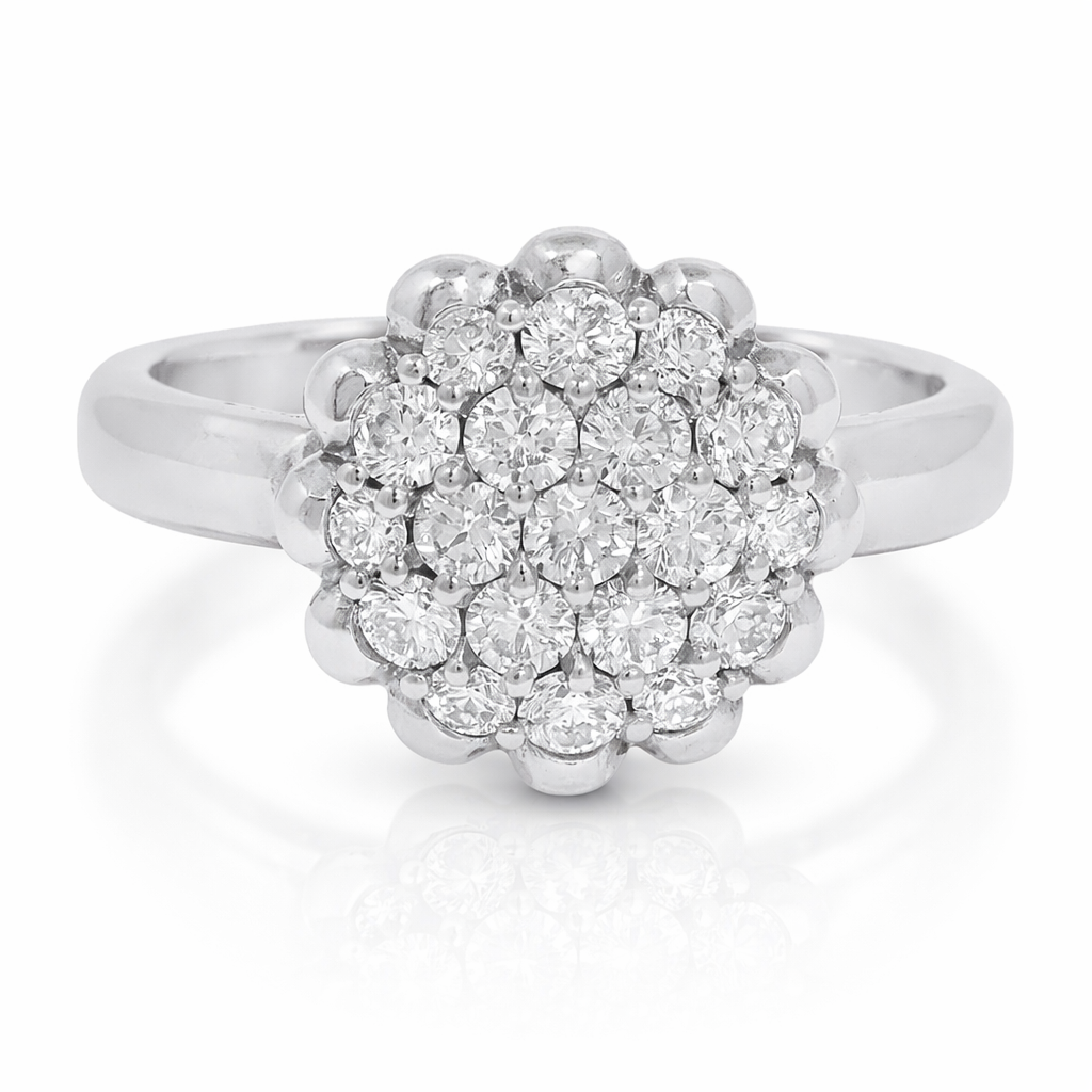 0.51CT Diamond Flower Ring 18K White Gold