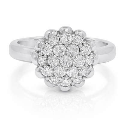 0.51CT Diamond Flower Ring 18K White Gold
