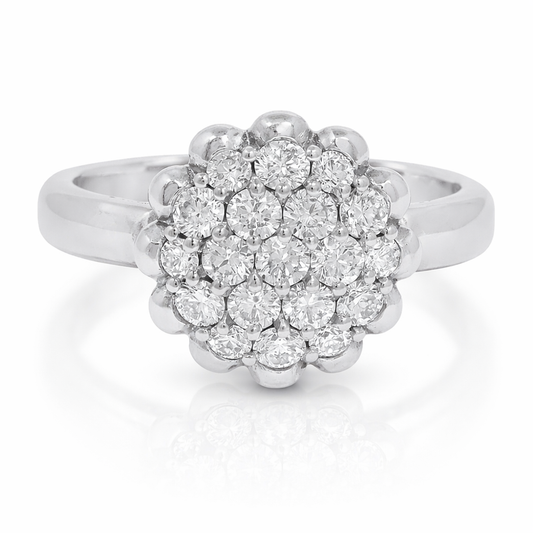0.51CT Diamond Flower Ring 18K White Gold