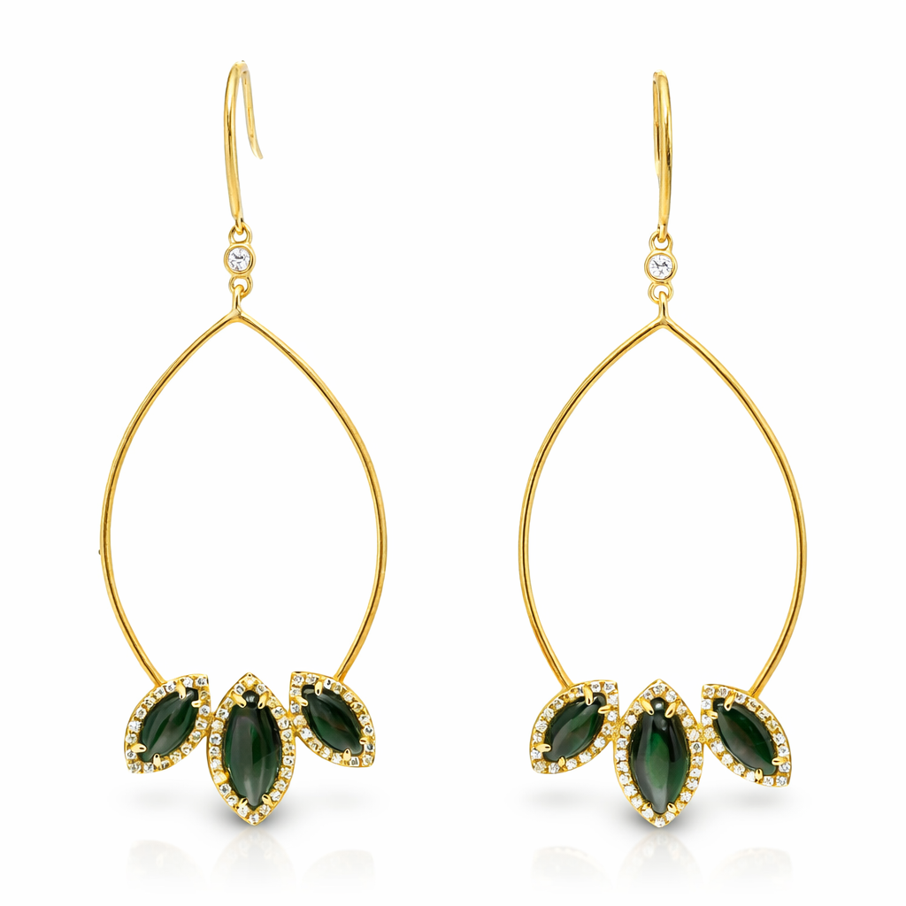 0.39CT Diamond with Black MOP Earrings 14k Yellow Gold