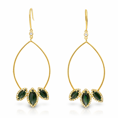0.39CT Diamond with Black MOP Earrings 14k Yellow Gold