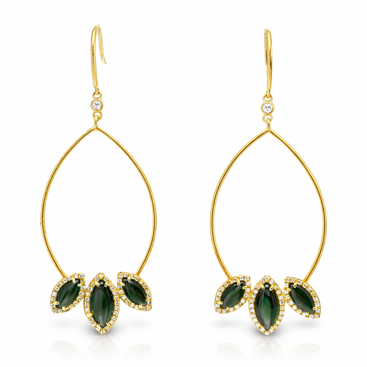 0.39CT Diamond with Black MOP Earrings 14k Yellow Gold