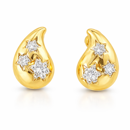 0.13CT Diamond  14k Yellow Gold Earring