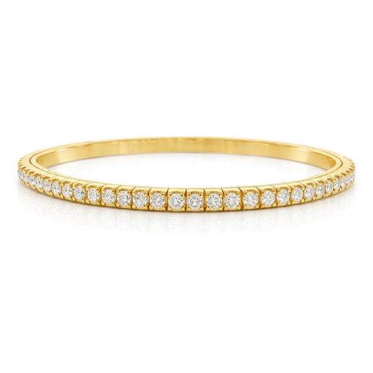 3.78ct Lab Diamond Stretch Bangle 14k Yellow Gold