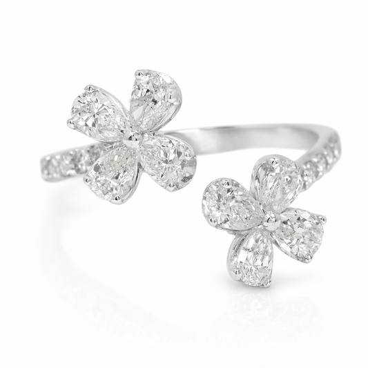 0.67CT Diamond Flower Ring 18K White Gold