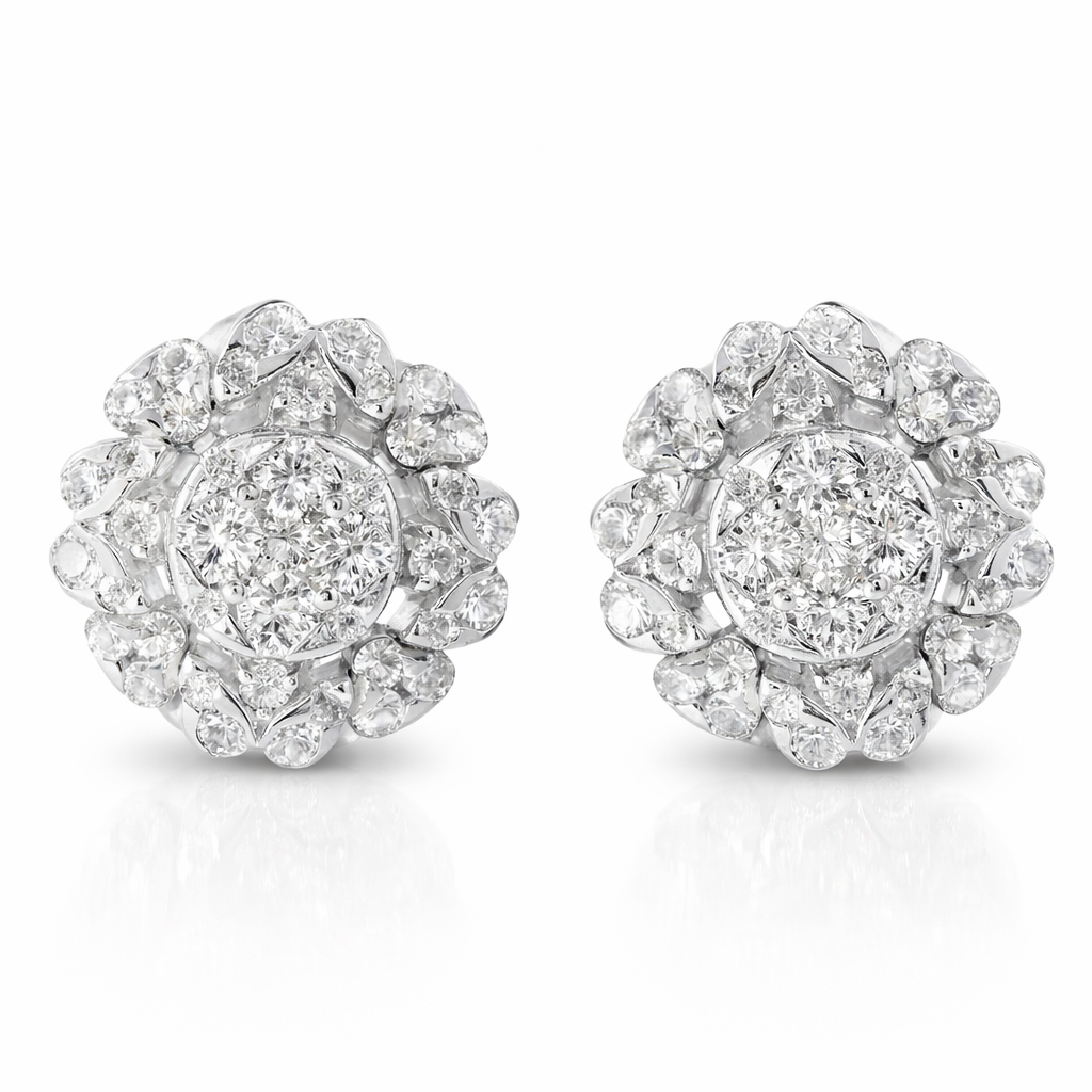 1.28CT Diamond 14k White Gold Earring