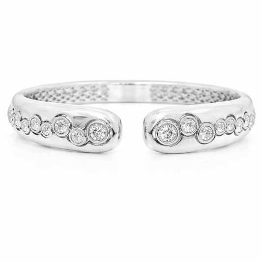 1.59CT Diamond Bezel Bangle 18k White Gold
