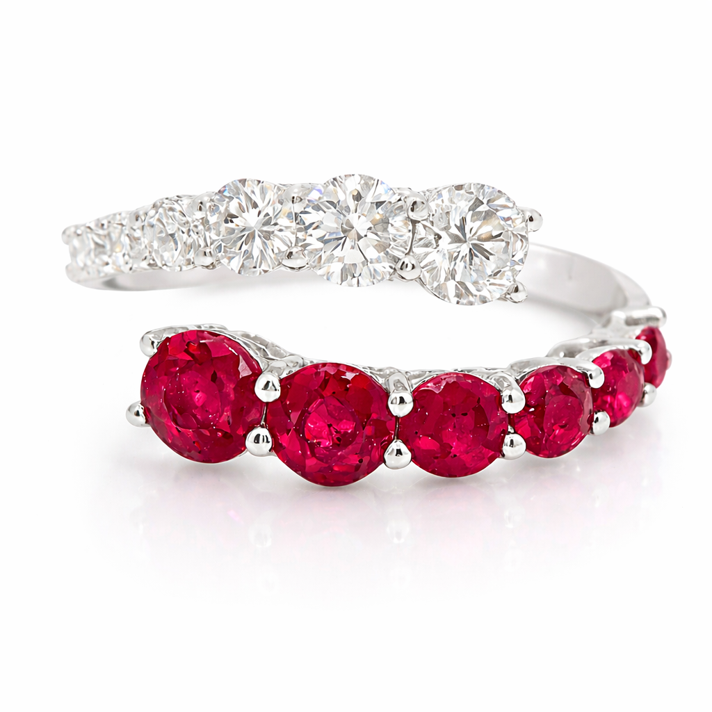 0.71CT Gemstone & 0.69CT Diamond Ring 18k White Gold