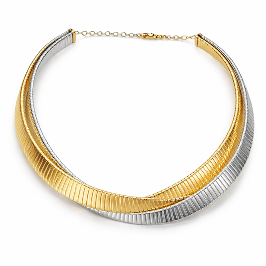 Plain Two Tone 14k Yellow Gold Necklace