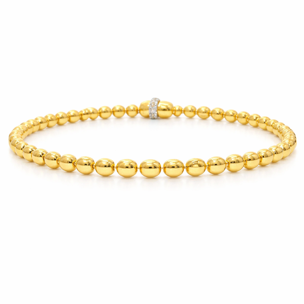 Plain Beaded Bracelet 14k Yellow Gold