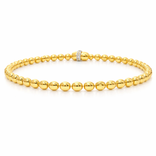 Plain Beaded Bracelet 14k Yellow Gold