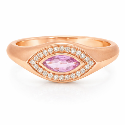 0.08CT Diamond & 0.28CT Pink Sapphire Ring 14k Rose Gold