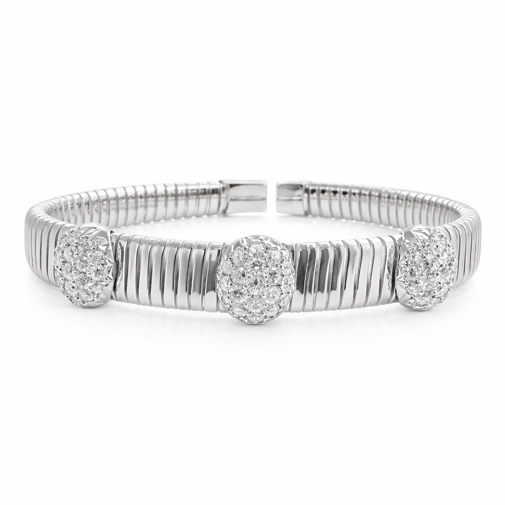 2.10CT Diamond Bangle 14k White Gold