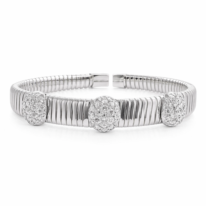 2.10CT Diamond Bangle 14k White Gold