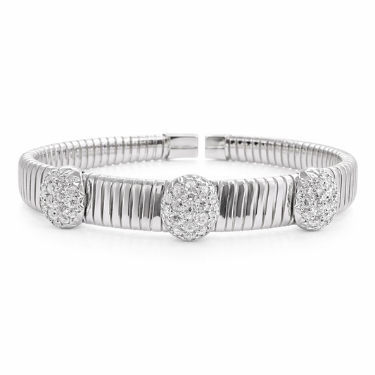 2.10CT Diamond Bangle 14k White Gold
