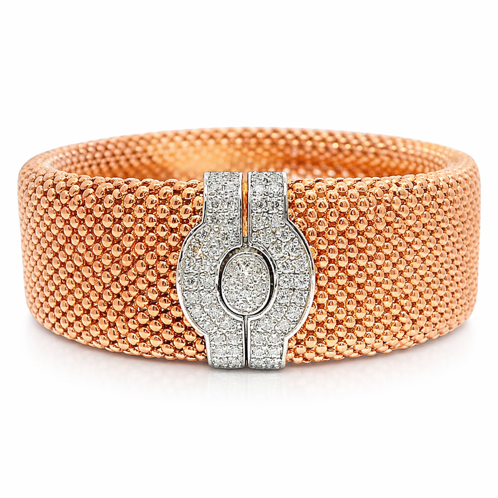 0.95CT Diamond Bangle 14k Rose Gold