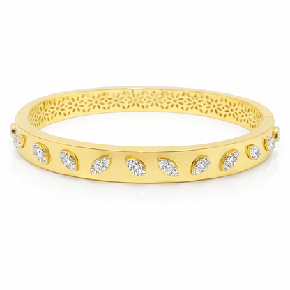 0.84CT Diamond Bangle 14k Yellow Gold