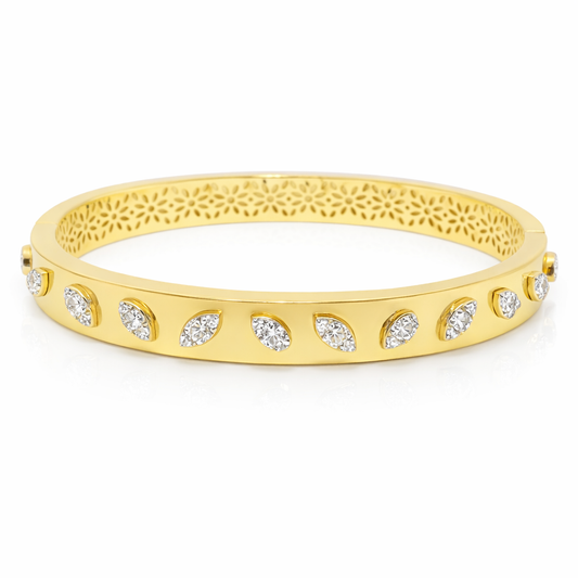 0.84CT Diamond Bangle 14k Yellow Gold