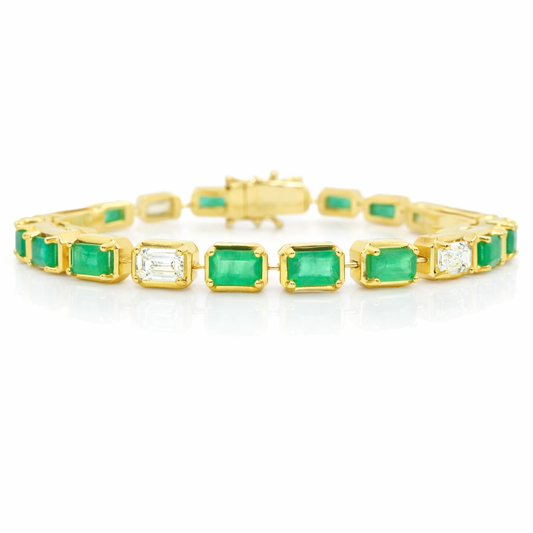 1.85CT Lab Diamond 4.25CT Emerald Cut 14K Yellow Gold Bracelet