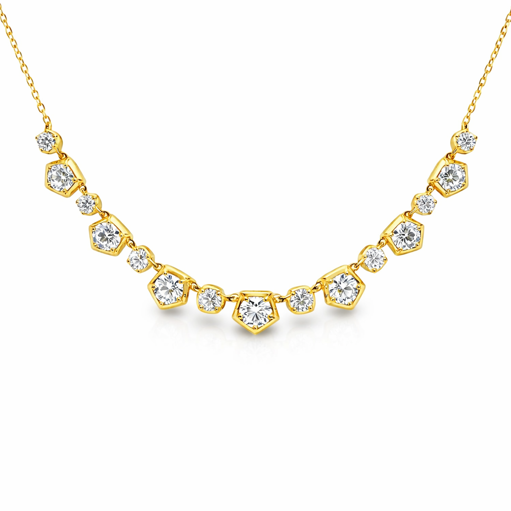 4.25CT Lab Diamond Necklace 14k Yellow Gold