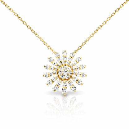 0.84CT Diamond Pendant 14K Yellow Gold