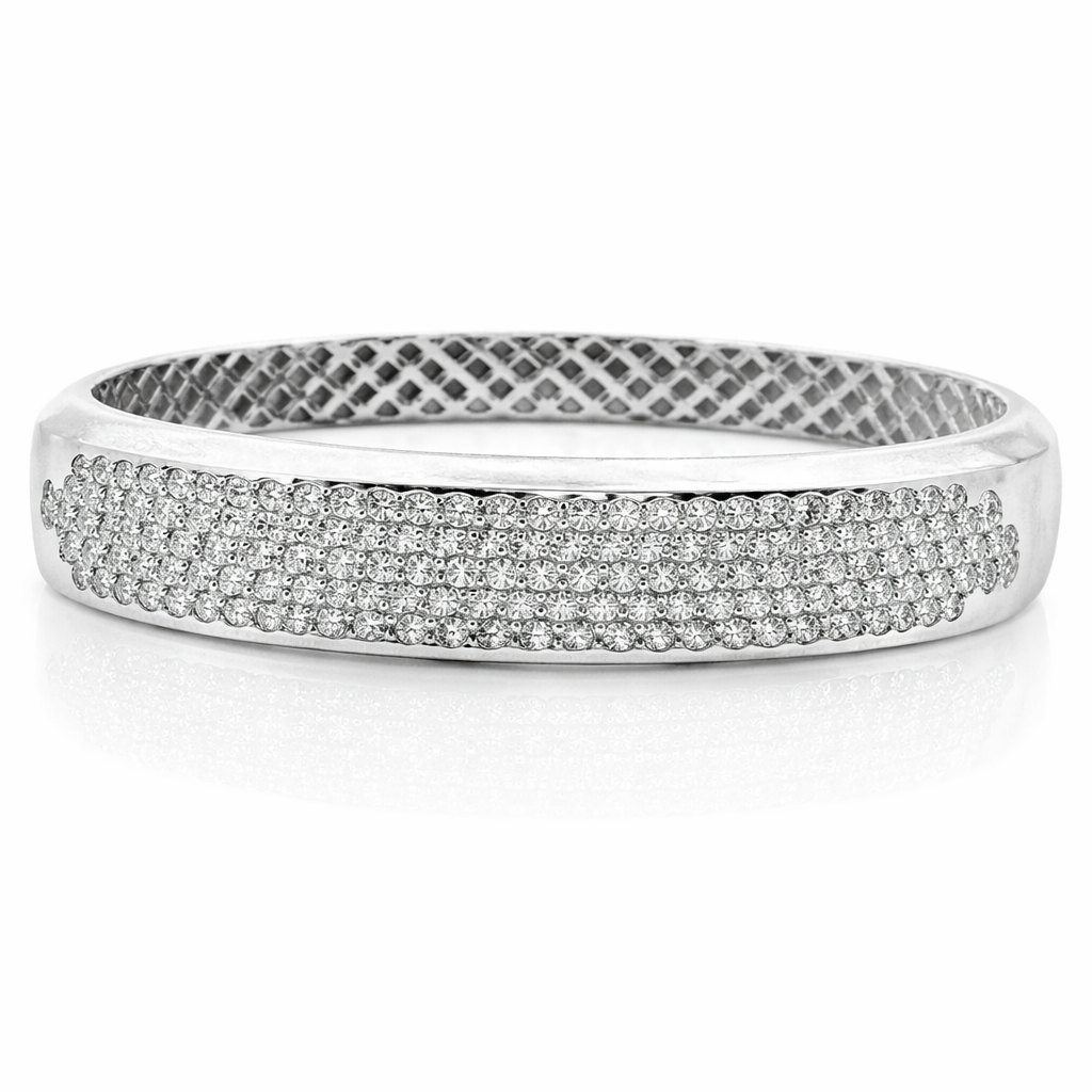 3.30CT Diamond Bangle 14k White Gold
