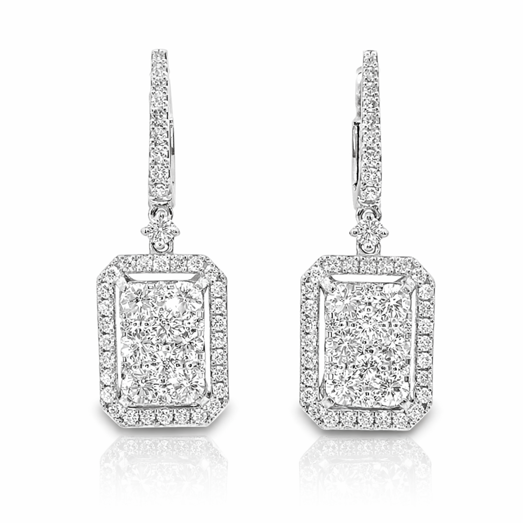 1.91CT Diamond   Earring 14k White Gold
