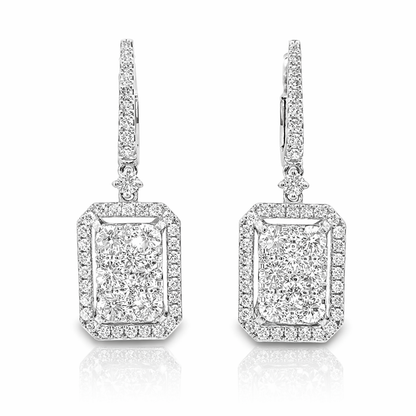 1.91CT Diamond   Earring 14k White Gold