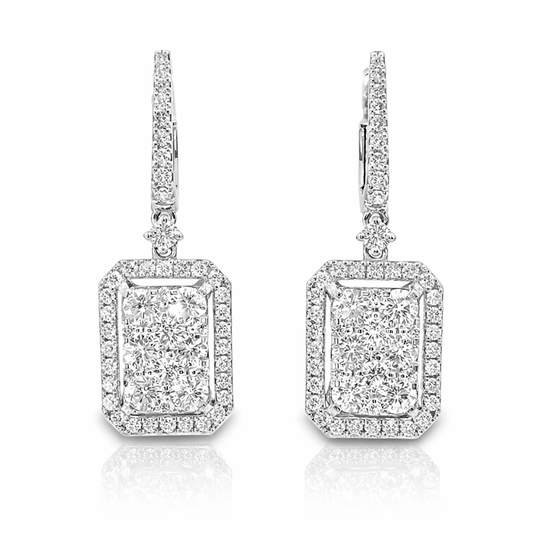 1.91CT Diamond   Earring 14k White Gold