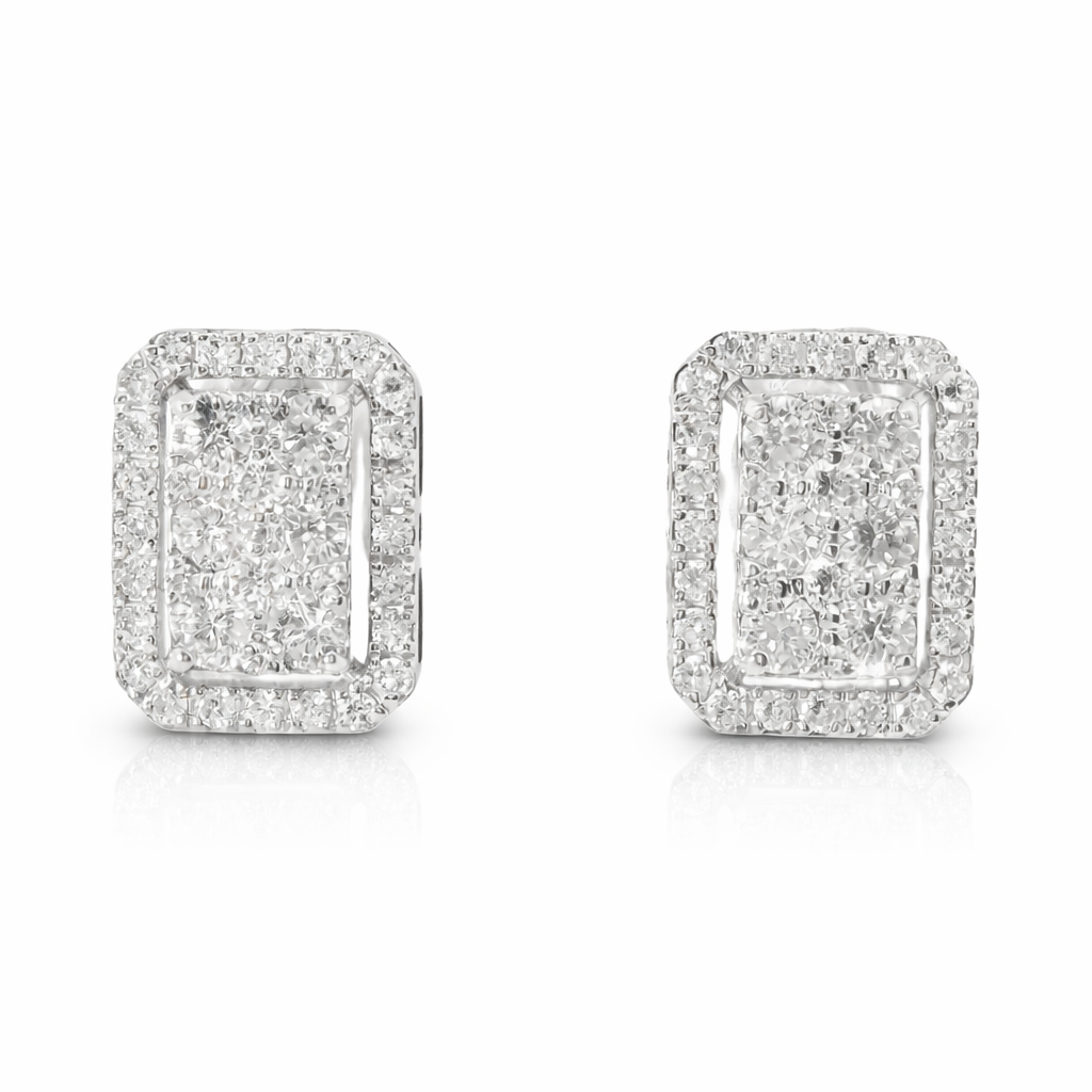 0.90CT Diamond  14k White Gold Earring