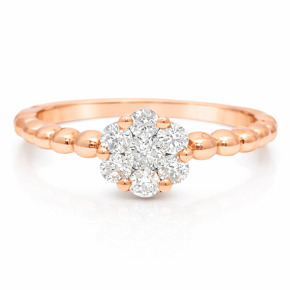 0.28CT Diamond Flower Ring 18K Rose Gold