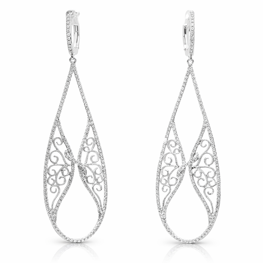 1.40CT Diamond 14k White Gold Earring