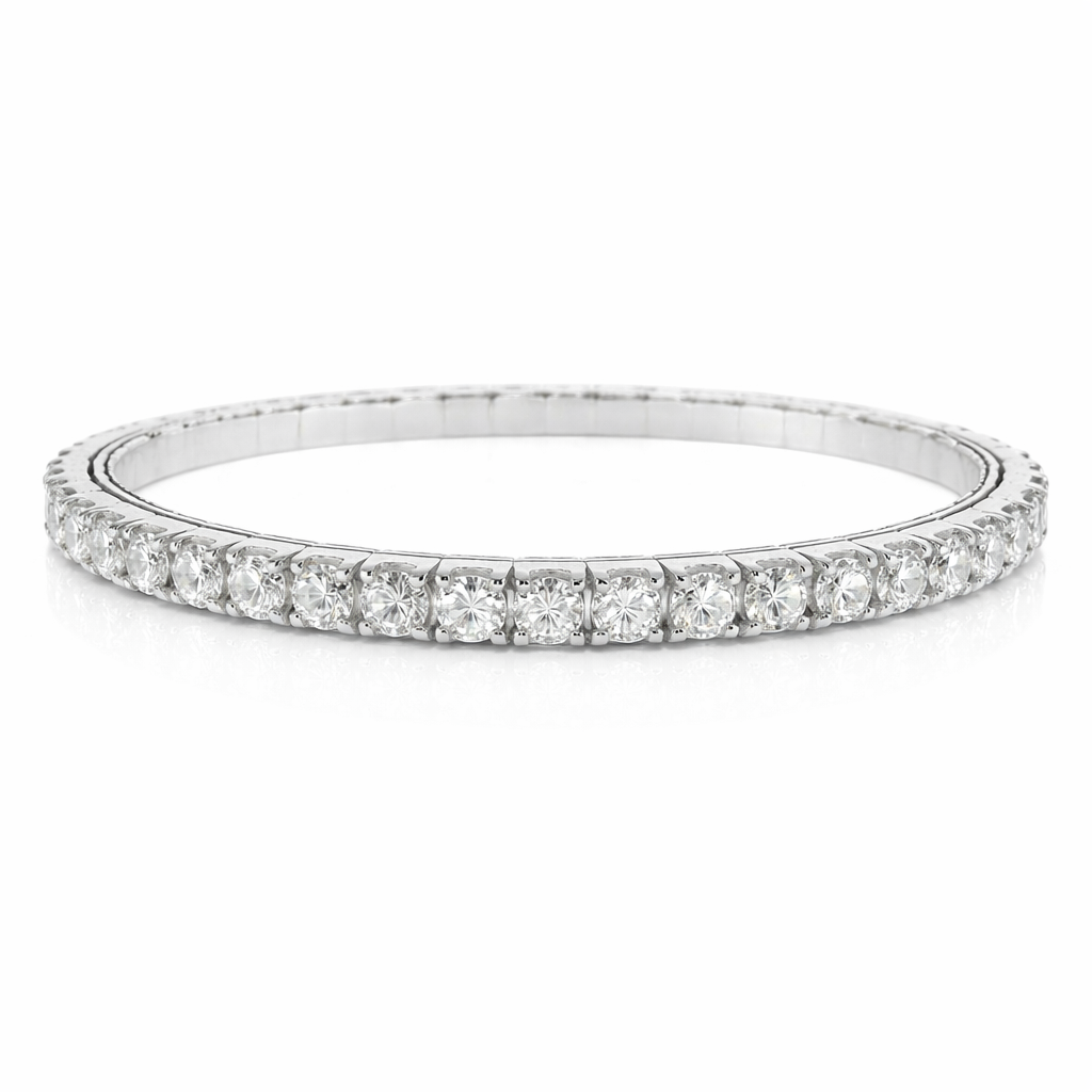 7.20CT Diamond Stretch Bangle 14k White Gold