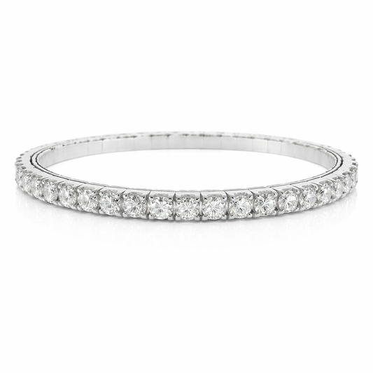 7.20CT Diamond Stretch Bangle 14k White Gold