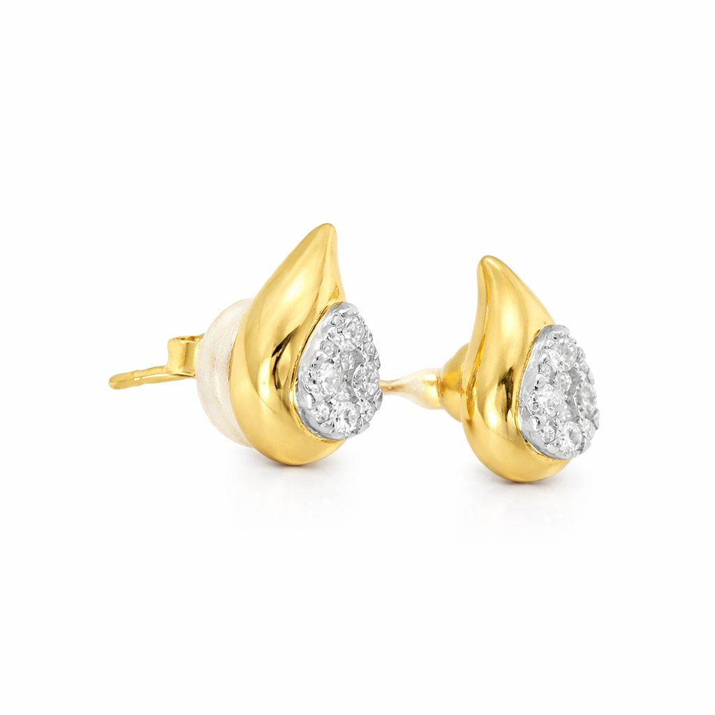 0.32CT Diamond  14k Yellow Gold Earring