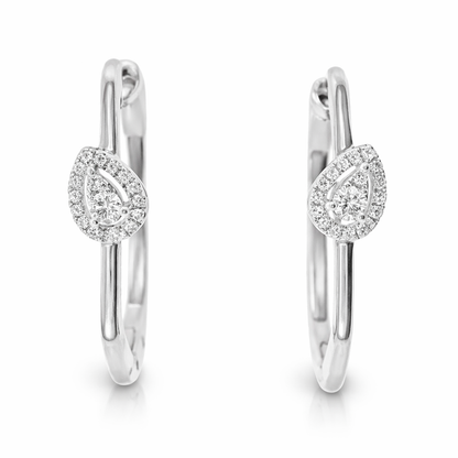 0.21CT Diamond Hoop 14k White Gold Earring