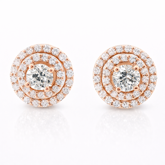 1.00CT Diamond 14k Rose Gold Earring