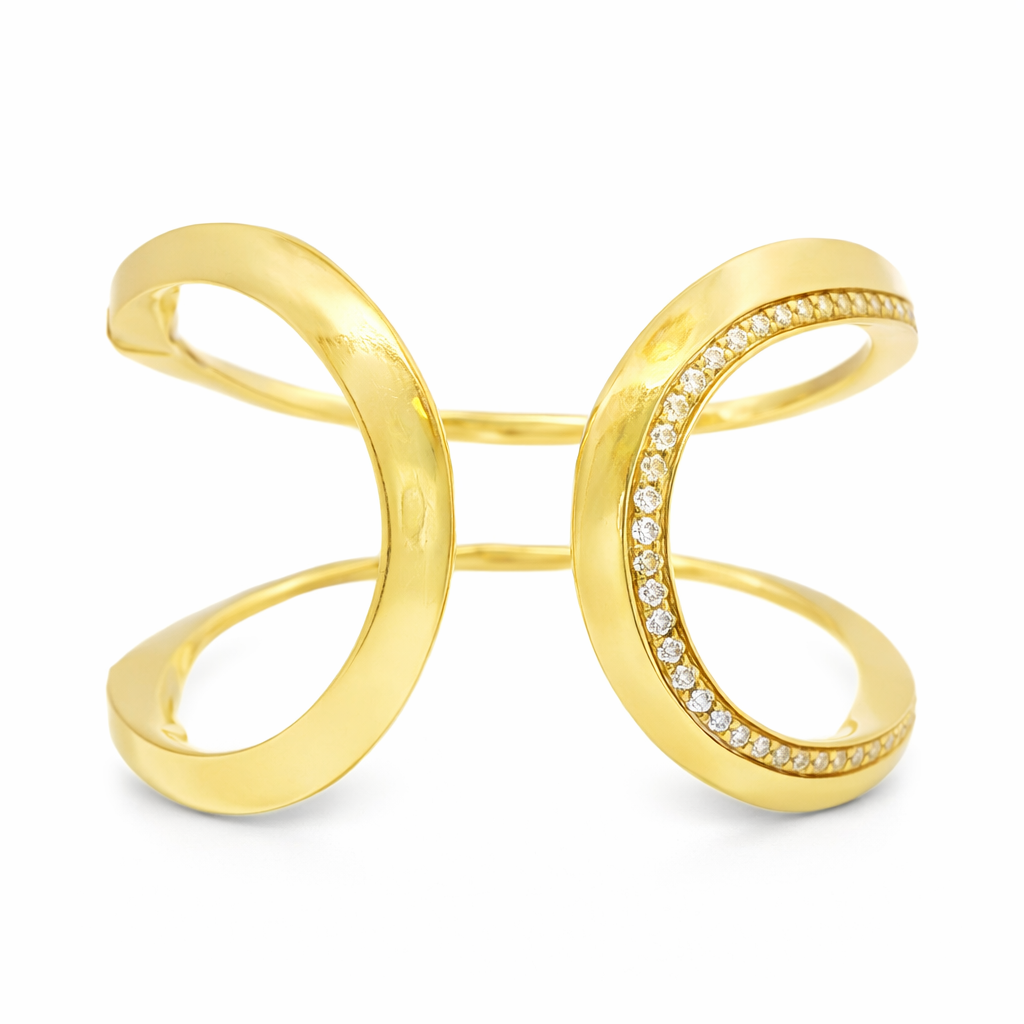 1.34CT Diamond Bangle 14k Yellow Gold