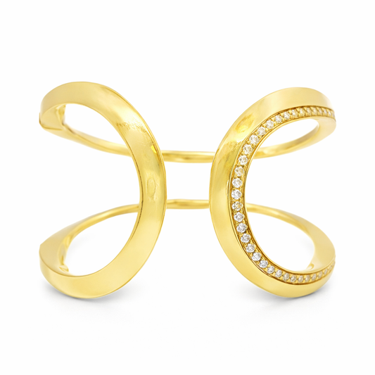 1.34CT Diamond Bangle 14k Yellow Gold