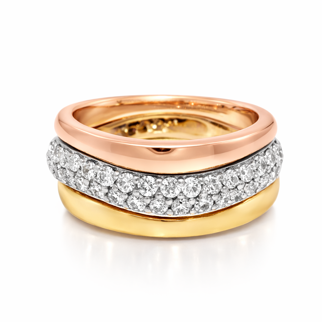 1.10CT Diamond Stacked Ring 14K Gold