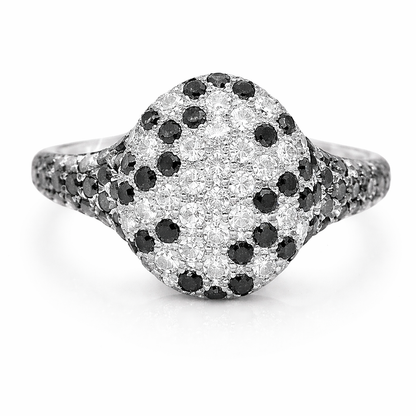0.15CT Diamond & 0.53CT Black Diamond  Ring 14k White Gold