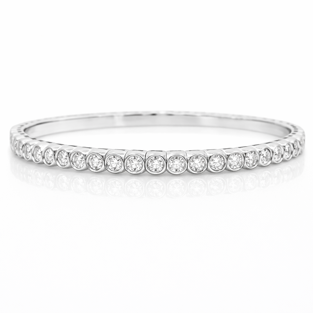 3.54CT Diamond Bangle 18k White Gold