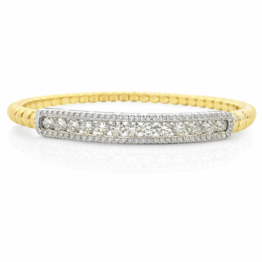 1.85CT Diamond Stretch Bangle 14k Yellow Gold