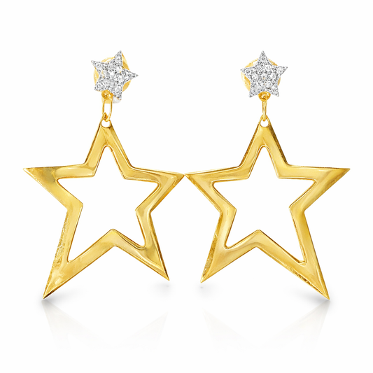 0.07CT  Diamond  14k Yellow Gold Earring