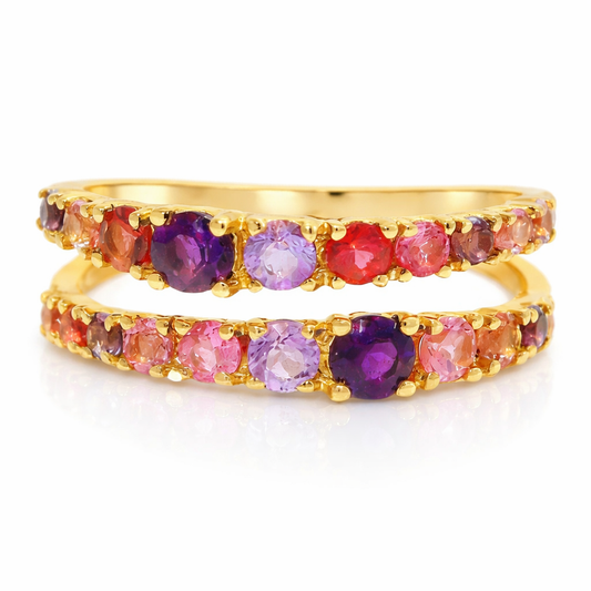 0.12CT Diamond & 0.32CT Amethyst Ring 14k Yellow Gold