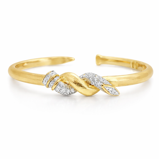 0.74CT Diamond  14k Yellow Gold Bangle