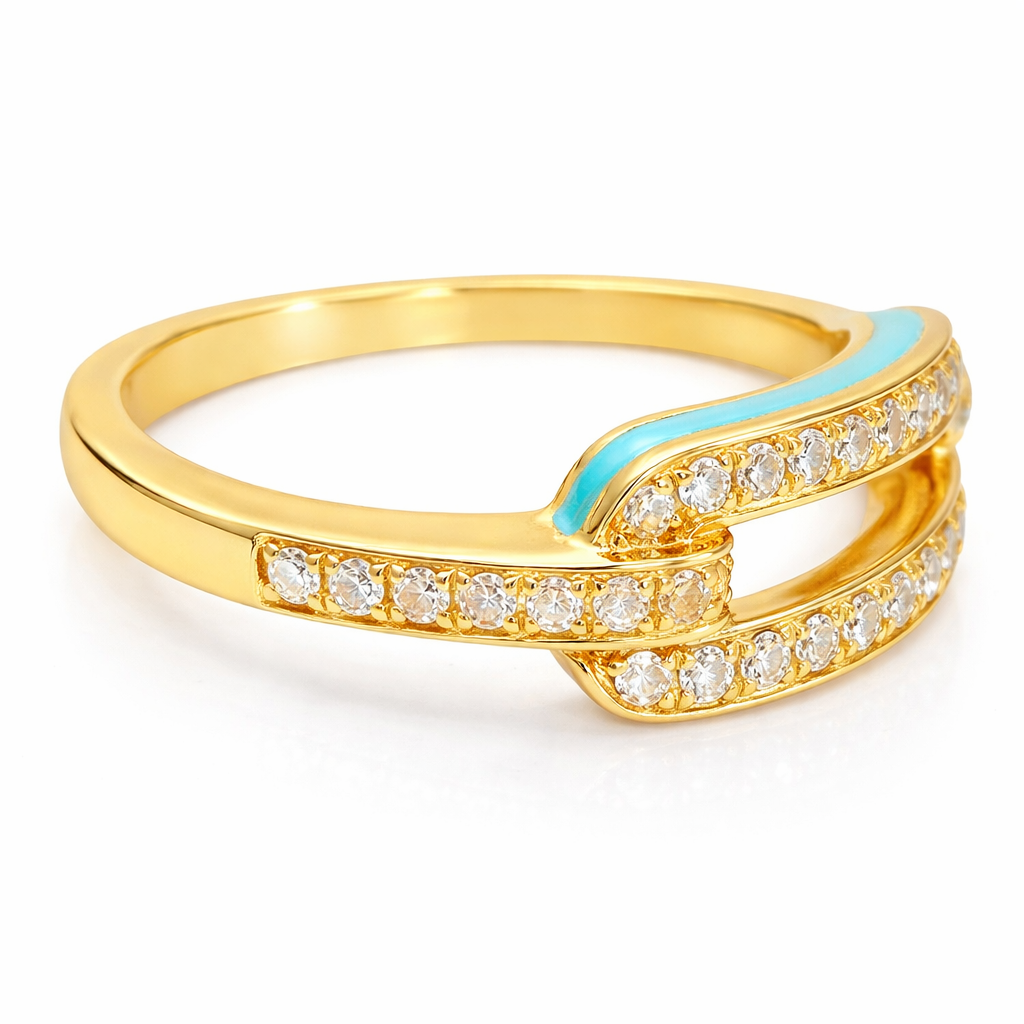 0.28CT Diamond Ring with Turquoise 14k Yellow Gold