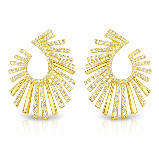 3.53CT Sunburst Earrings 14k Yellow Gold
