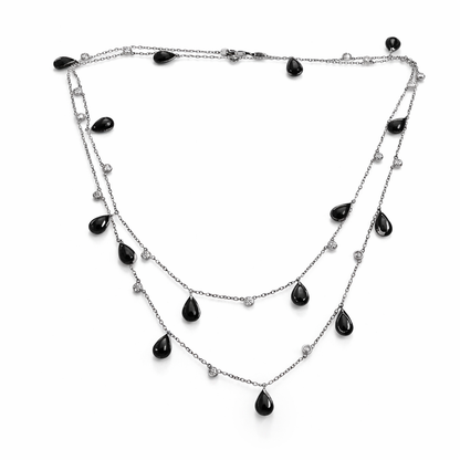 1.48CT Diamond 4.65CT Black Diamond Necklace 18k White Gold